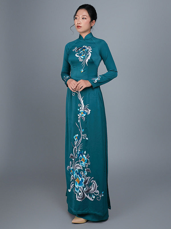  Ao Dai, Vietnamese Traditional Dress - Blue Ao Dai for