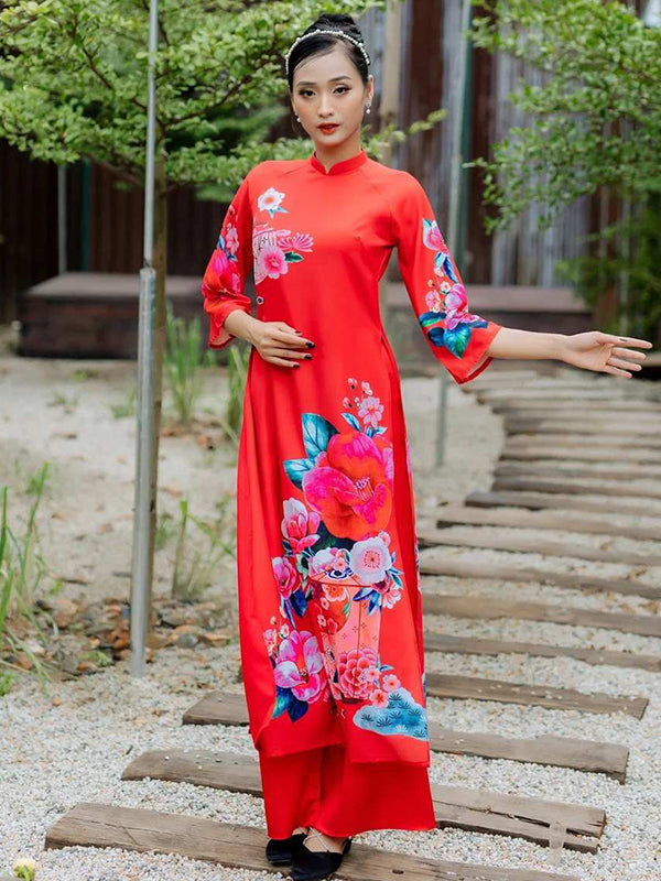 Vietnamese Ao Dai for Women, High Quality Ao Dai Vietnam, Vietnamese  Traditional Costume Include Pants 