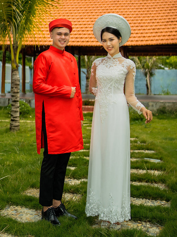 Ao dai wedding couple sale